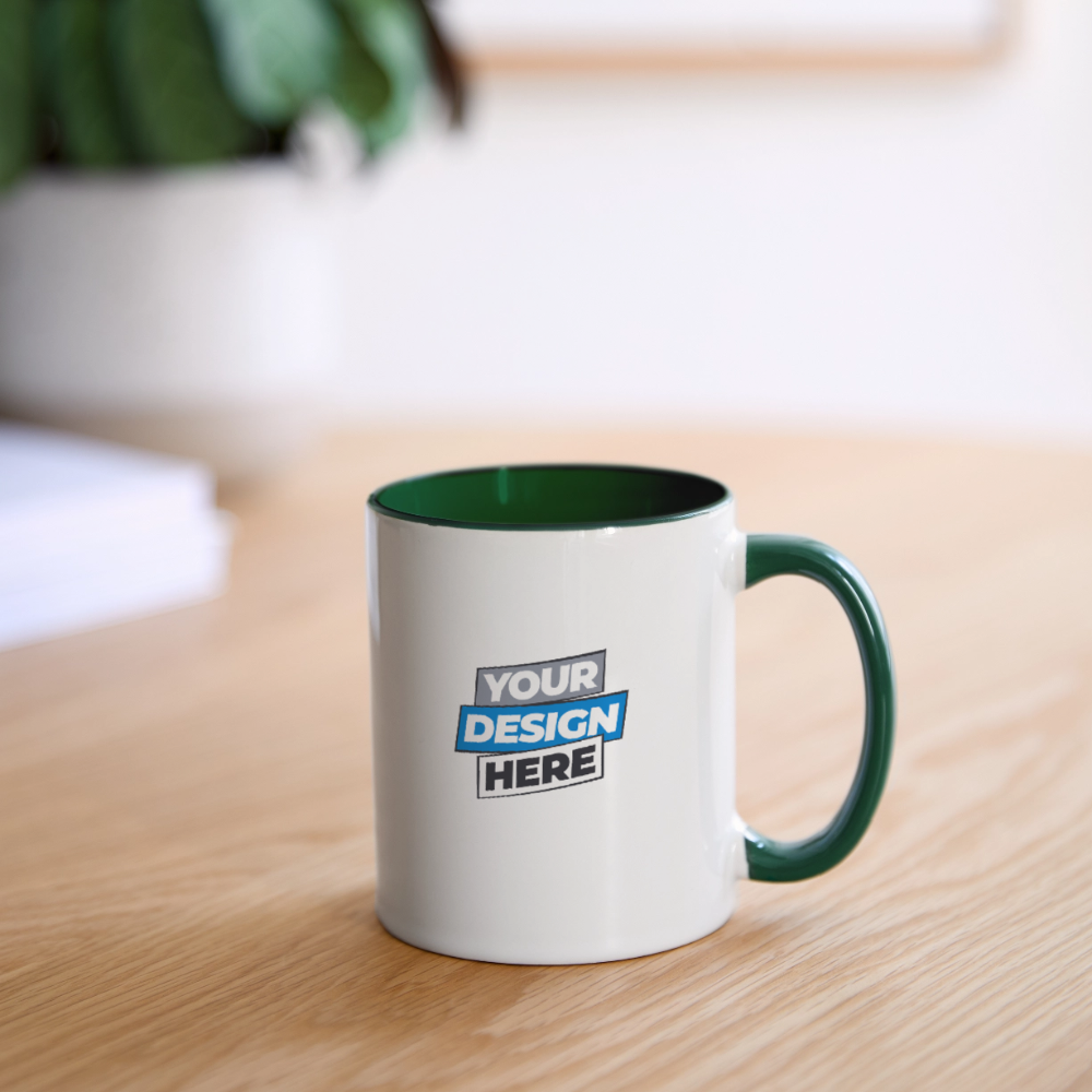 Contrasting Mug Personalised Various Colours - white/dark green