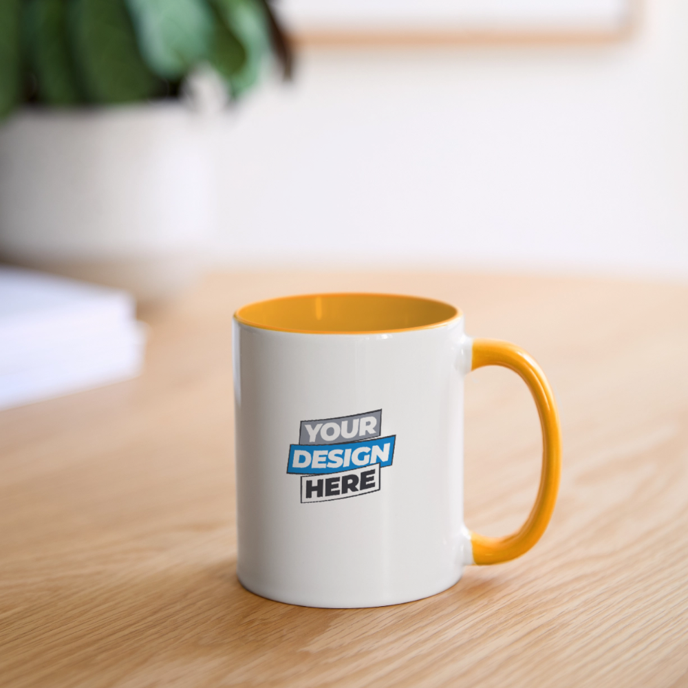 Contrasting Mug Personalised Various Colours - white/yellow