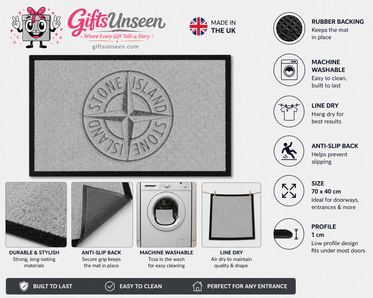 Stone Island Inspired Grey Doormat