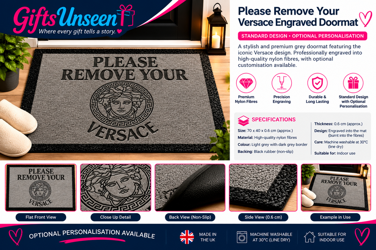 Please Remove Your Versace Engraved Doormat