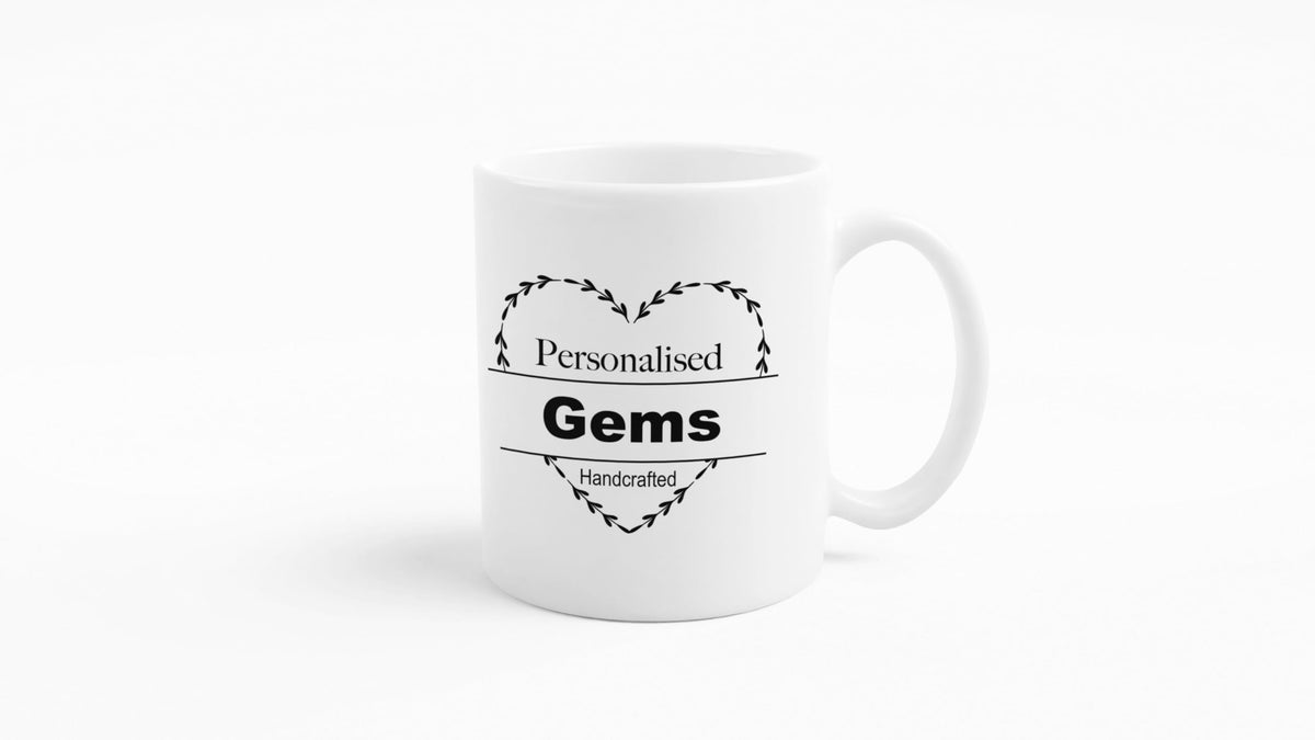 3 Lines of Text Personalised Mug Wreath Mug Handcrafted in The UK Leaving Gift Birthday Present Christmas Cup Death Custom
