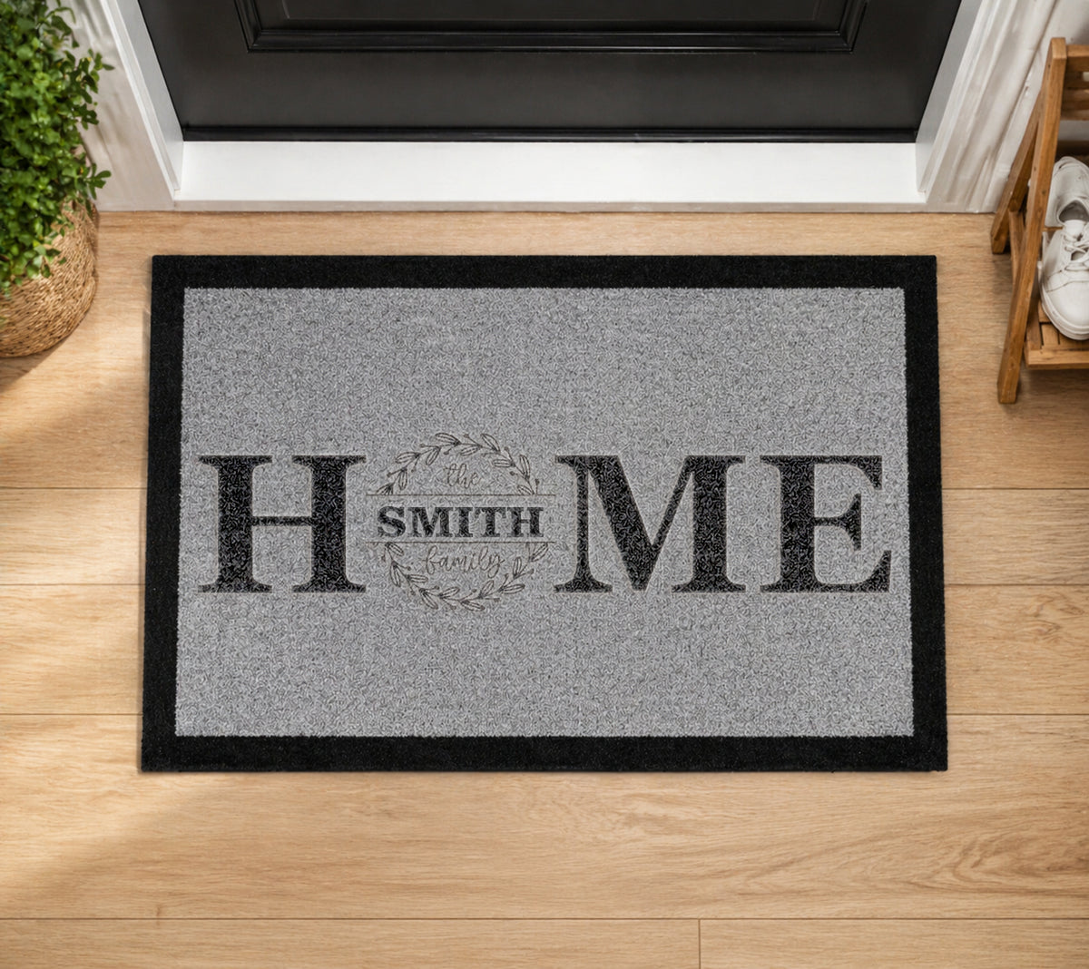 Home Personalised Family Inspired Grey Doormat