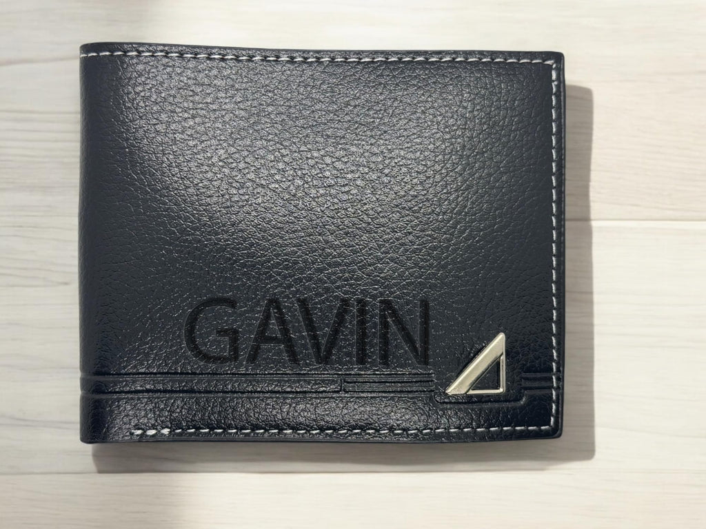 Personalised Black Leather Wallet