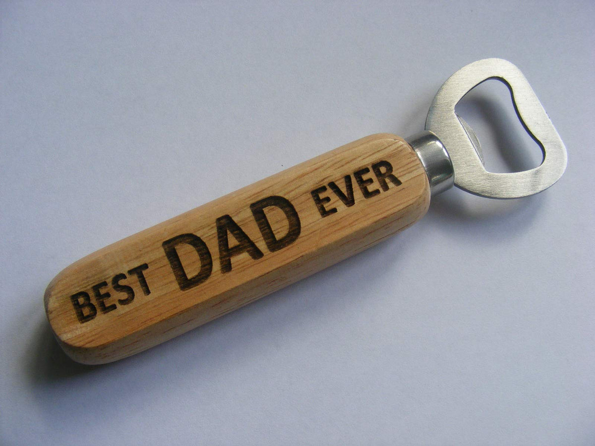 FastCraft Bottle Opener Best Dad Ever Beer Fathers Day Engraved Wooden Novelty Wood Kitchen Greatest Gift Present