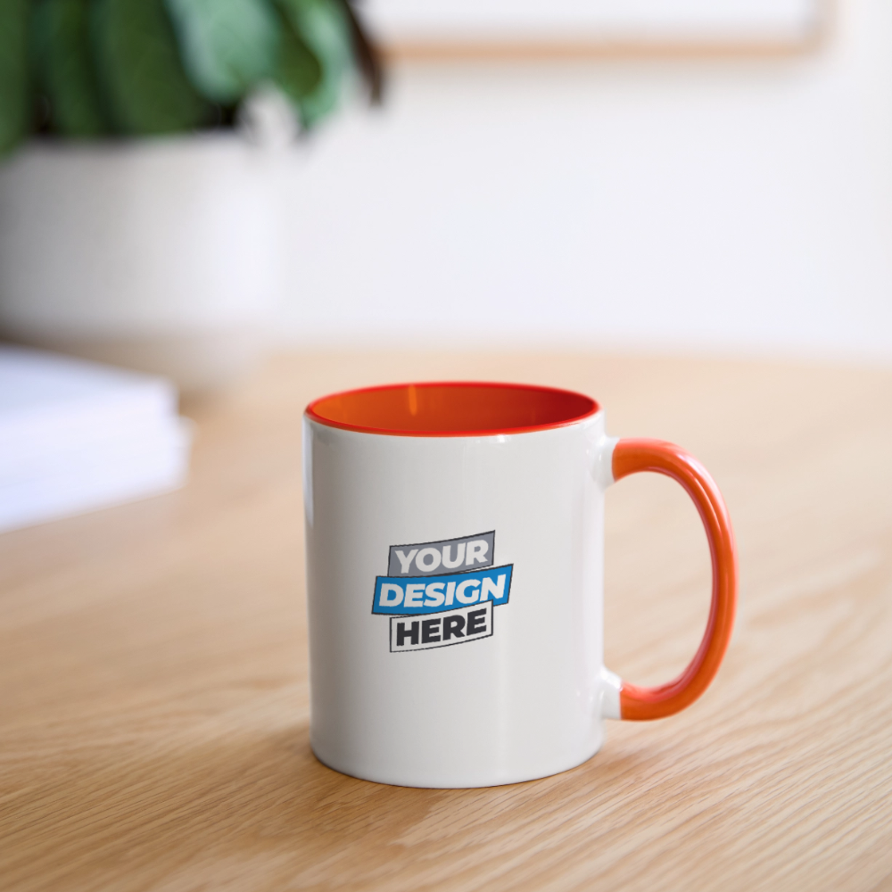 Contrasting Mug Personalised Various Colours - white/orange