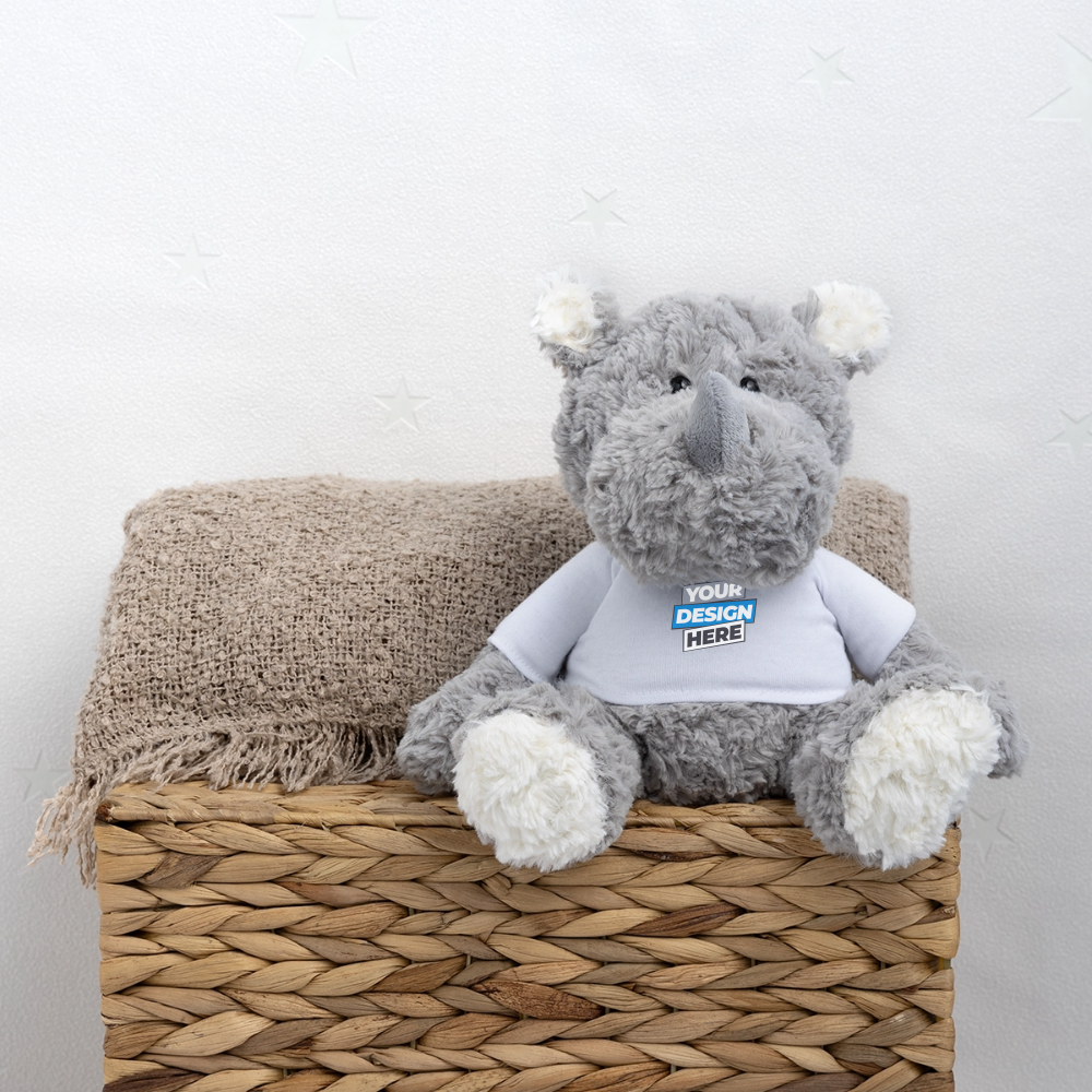 Plush Rhino Personalised Various Colours - white