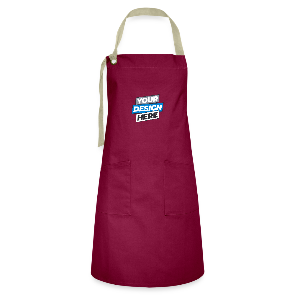 Apron Personalised Various Colour - burgundy / desert sand