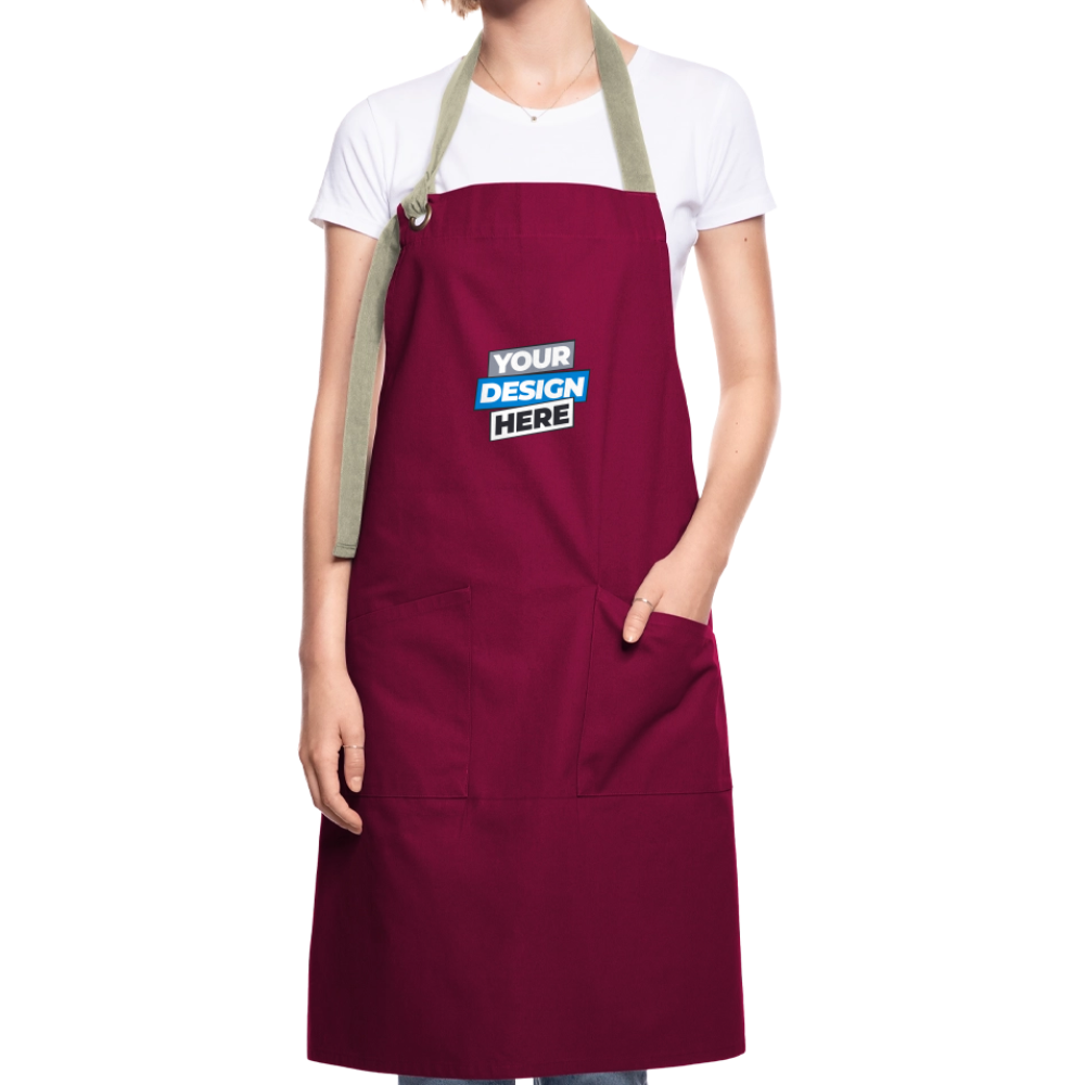Apron Personalised Various Colour - burgundy / desert sand