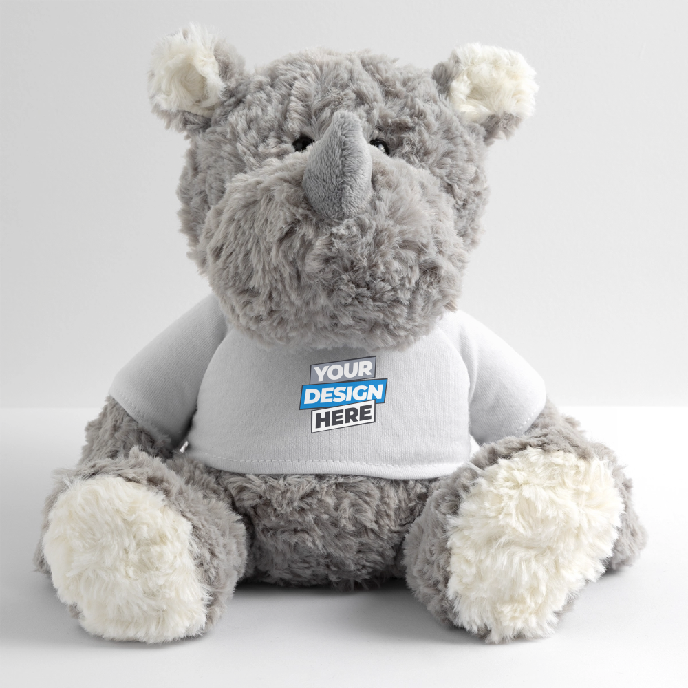 Plush Rhino Personalised Various Colours - white