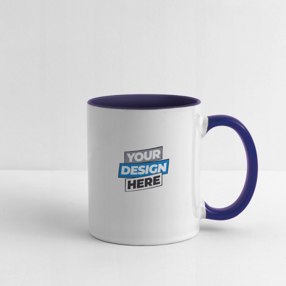 Contrasting Mug Personalised Various Colours - white/cobalt blue