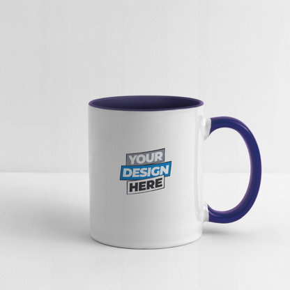 Contrasting Mug Personalised Various Colours - white/cobalt blue