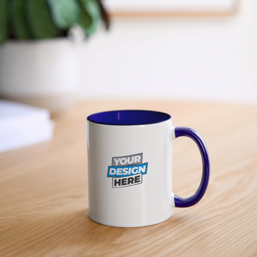 Contrasting Mug Personalised Various Colours - white/cobalt blue