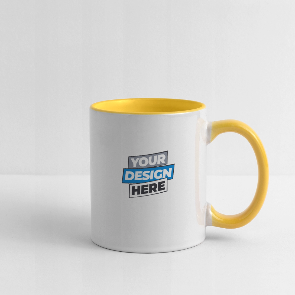Contrasting Mug Personalised Various Colours - white/yellow