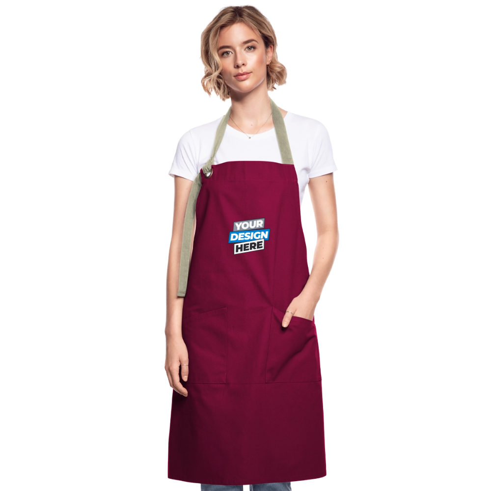 Apron Personalised Various Colour - burgundy / desert sand