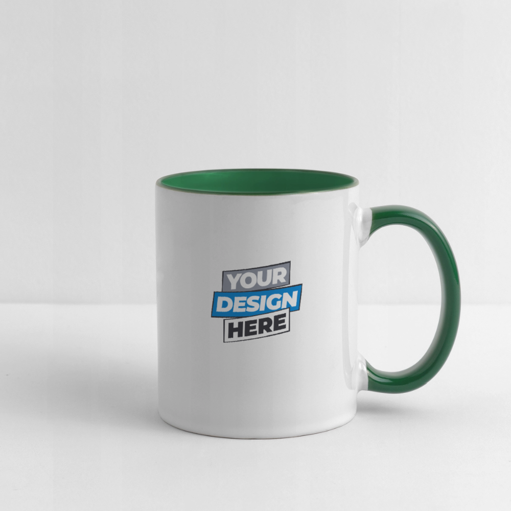 Contrasting Mug Personalised Various Colours - white/dark green