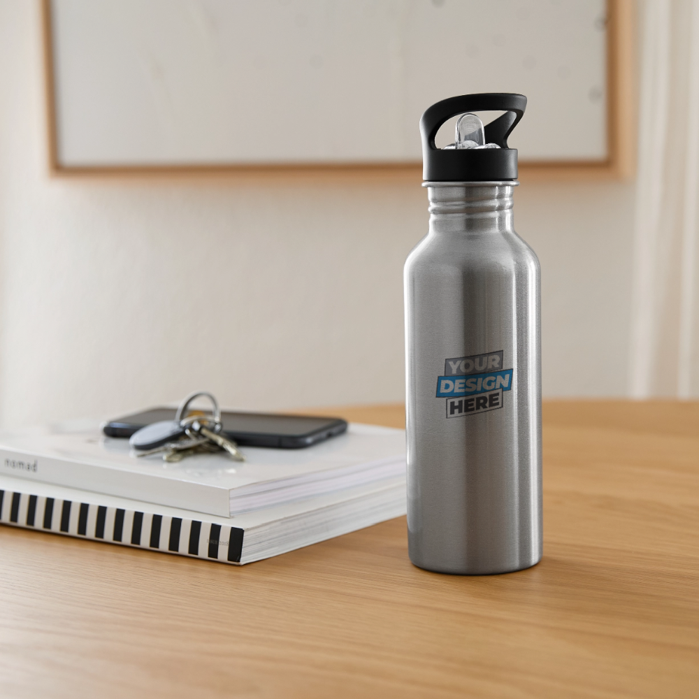 Water Bottle Personalised - silver