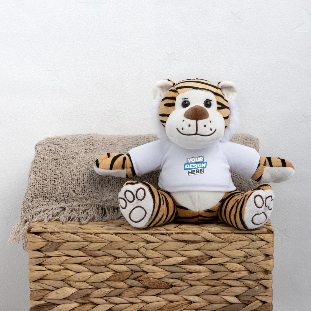 Plush Tiger Personalised Various Colours - white