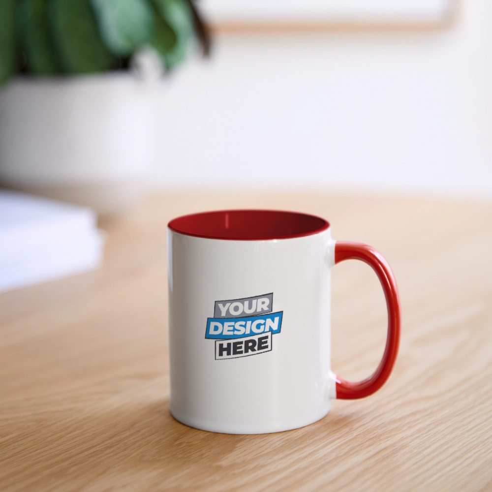 Contrasting Mug Personalised Various Colours - white/red