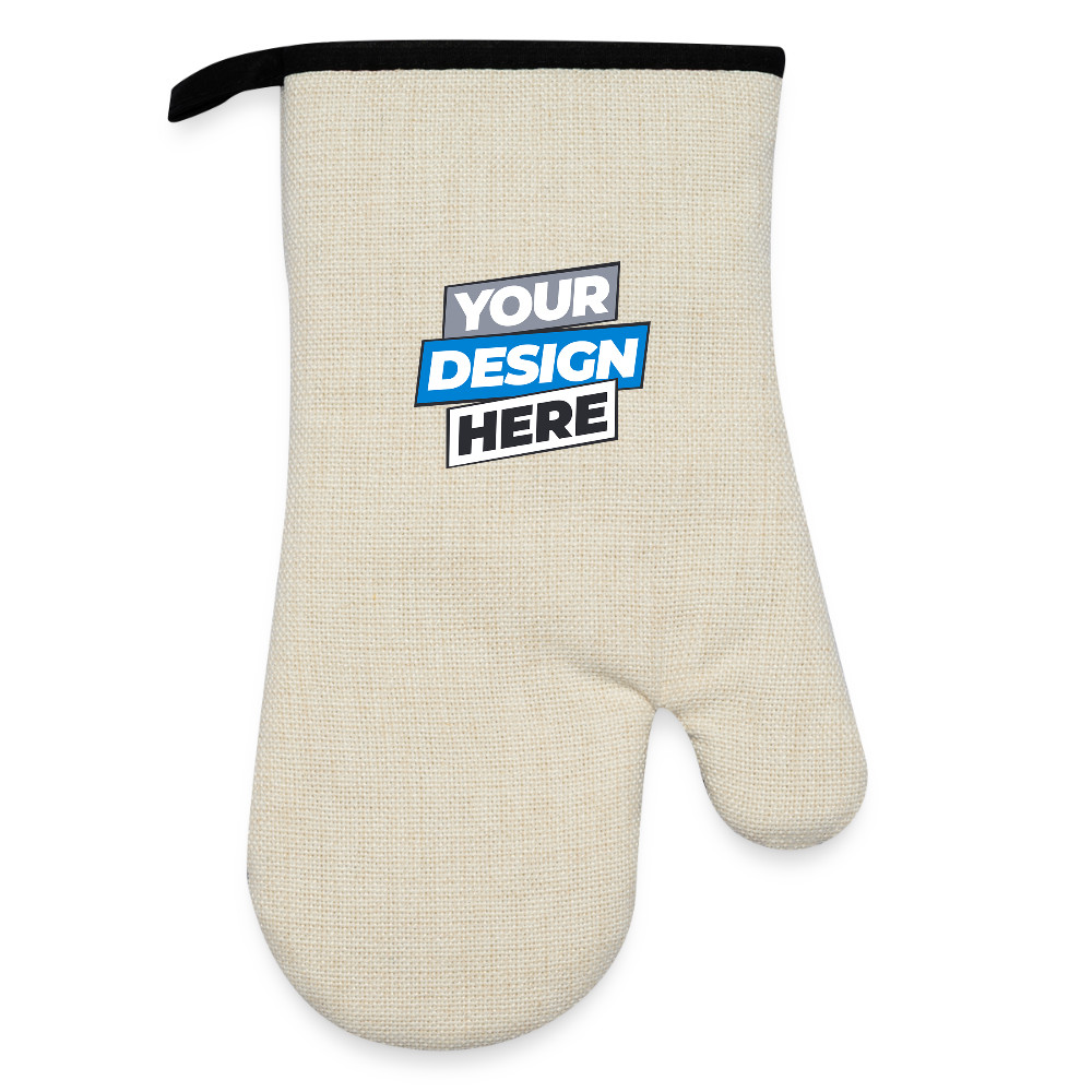 Oven Glove With Rubber Coating Personalised - linen/black 