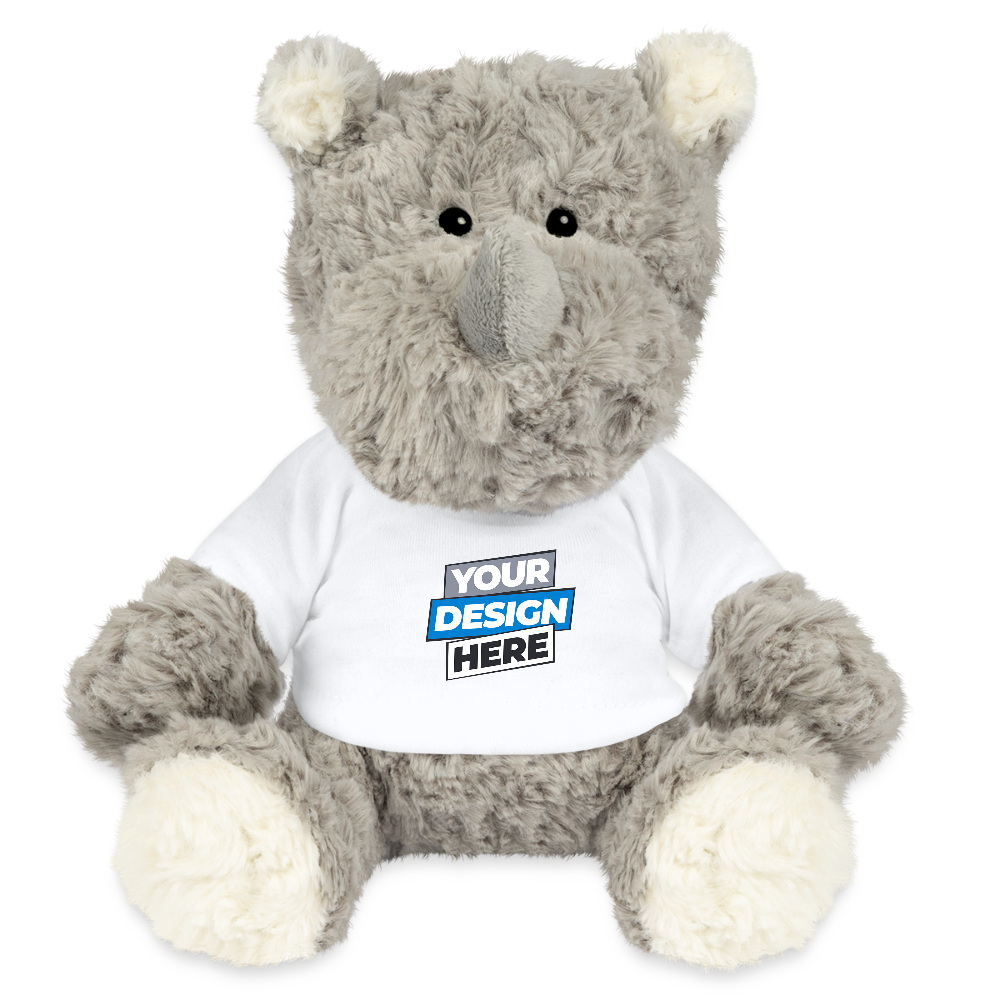 Plush Rhino Personalised Various Colours - white