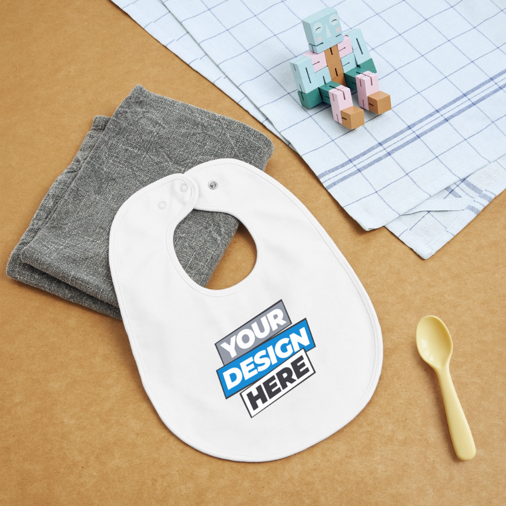 Baby Organic Bib Personalised Various Colours - white