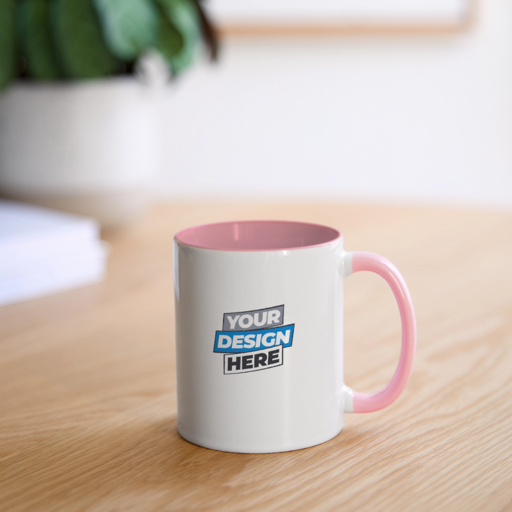 Contrasting Mug Personalised Various Colours - white/pink