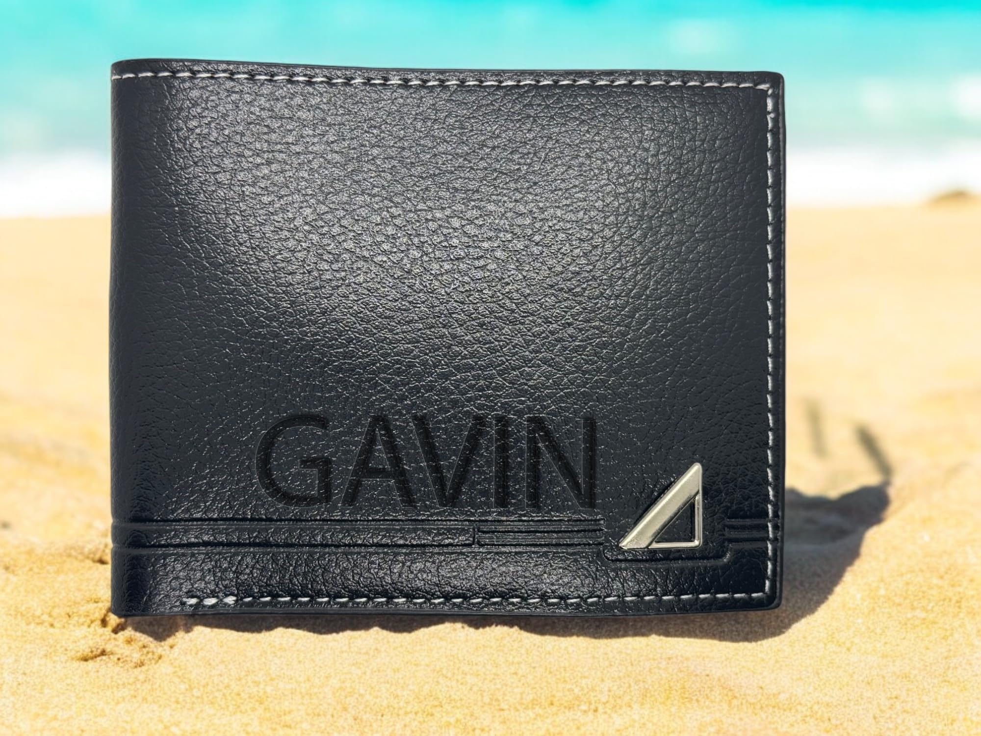 Personalised Black Leather Wallet