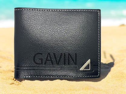 Personalised Black Leather Wallet