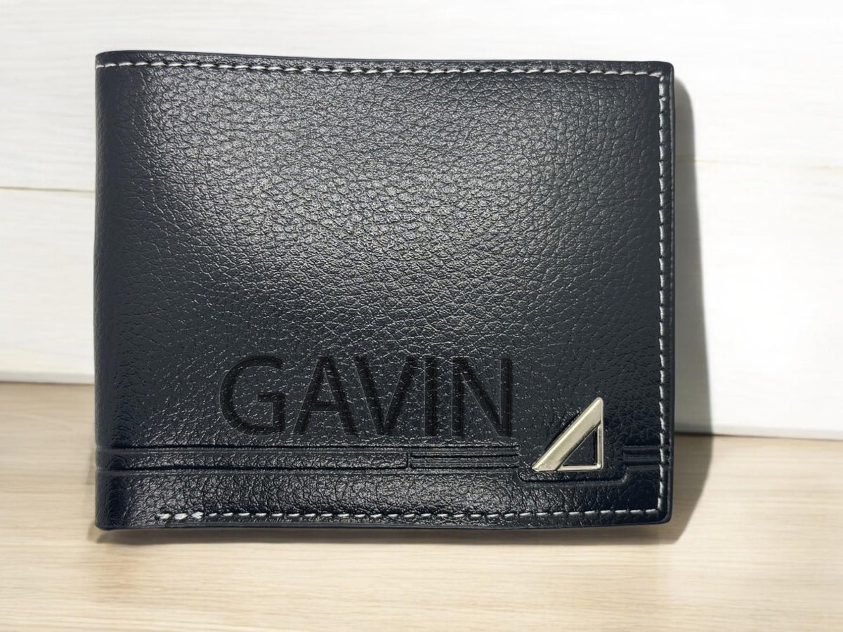 Personalised Black Leather Wallet