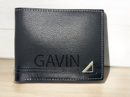 Personalised Black Leather Wallet