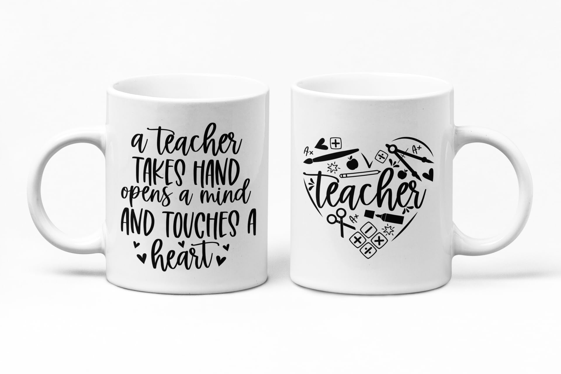 A Teacher Takes Hand Opens A Mind and Touches Hands A Heart Teacher Heart Mug