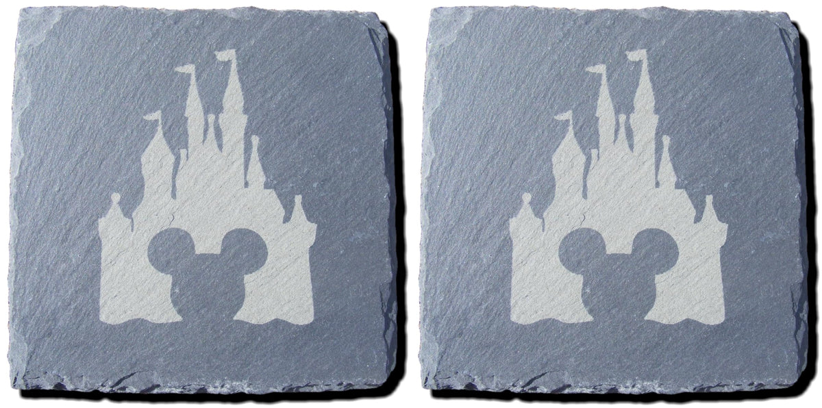 SLATE DISNEY CASTLE MICKEY MOUSE COASTERS (Set of 2)