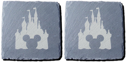 SLATE DISNEY CASTLE MICKEY MOUSE COASTERS (Set of 2)