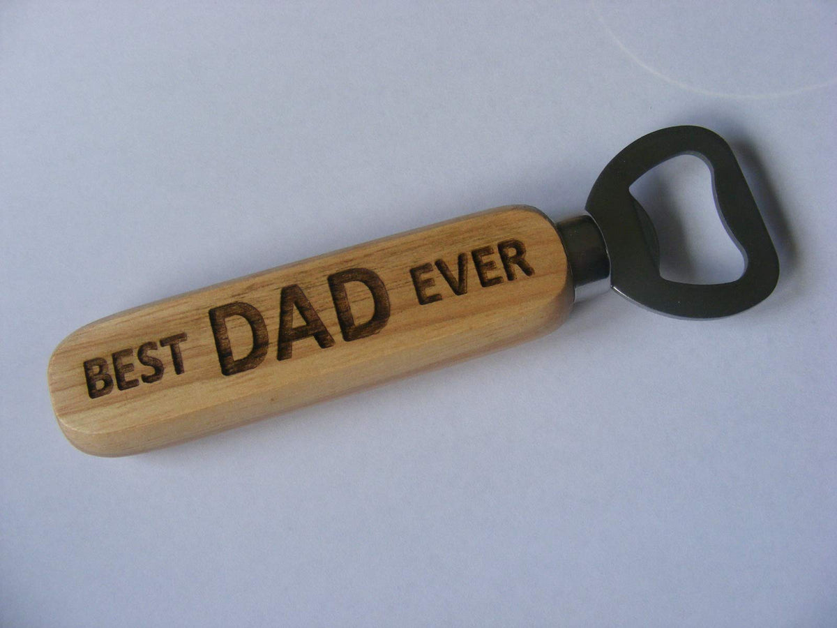 FastCraft Bottle Opener Best Dad Ever Beer Fathers Day Engraved Wooden Novelty Wood Kitchen Greatest Gift Present