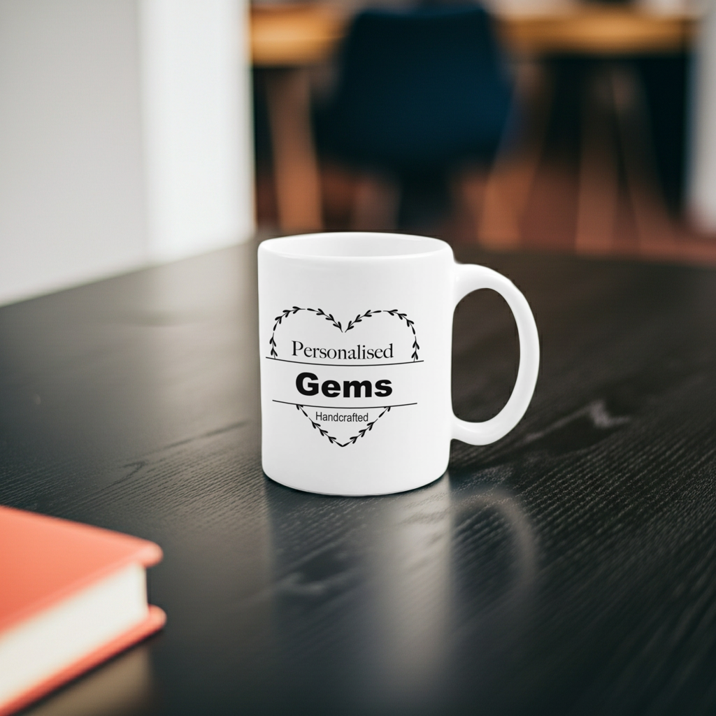 3 Lines of Text Personalised Mug Wreath Mug Handcrafted in The UK Leaving Gift Birthday Present Christmas Cup Death Custom