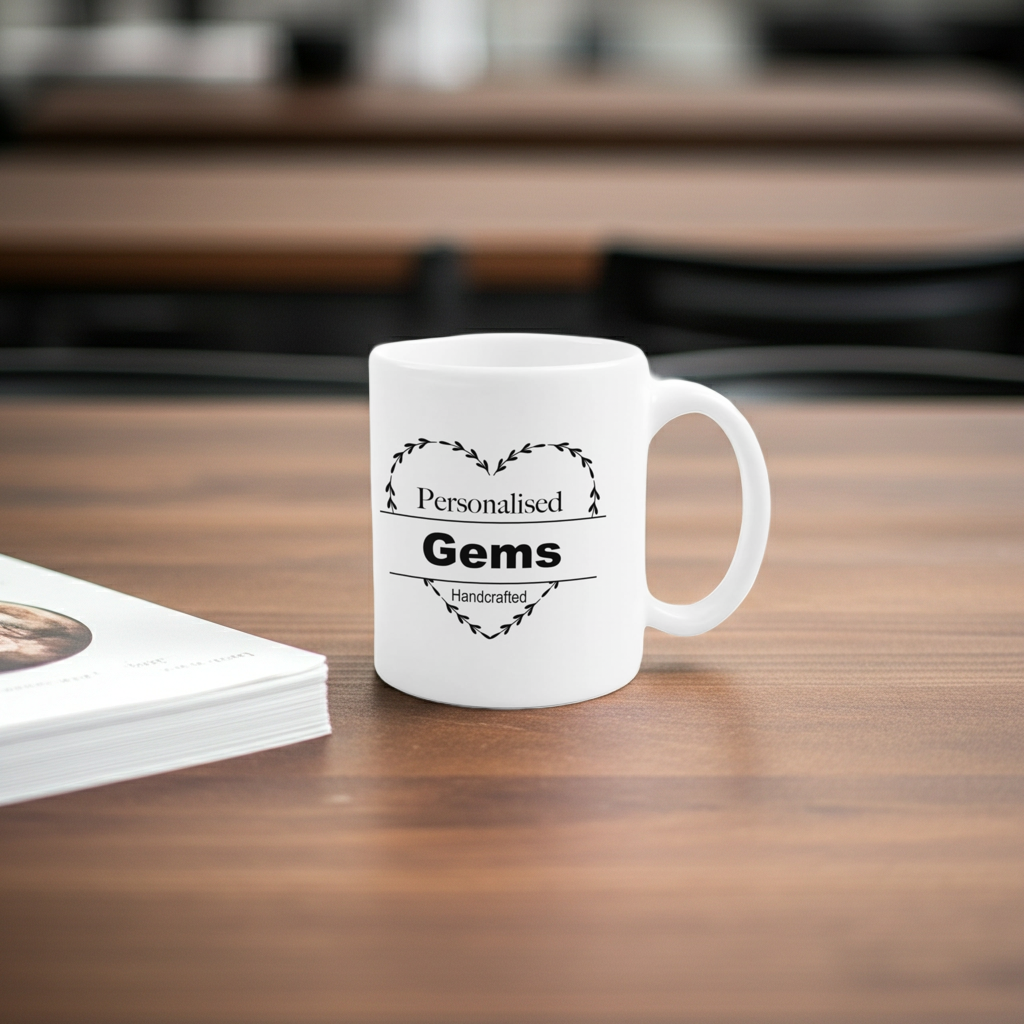 3 Lines of Text Personalised Mug Wreath Mug Handcrafted in The UK Leaving Gift Birthday Present Christmas Cup Death Custom