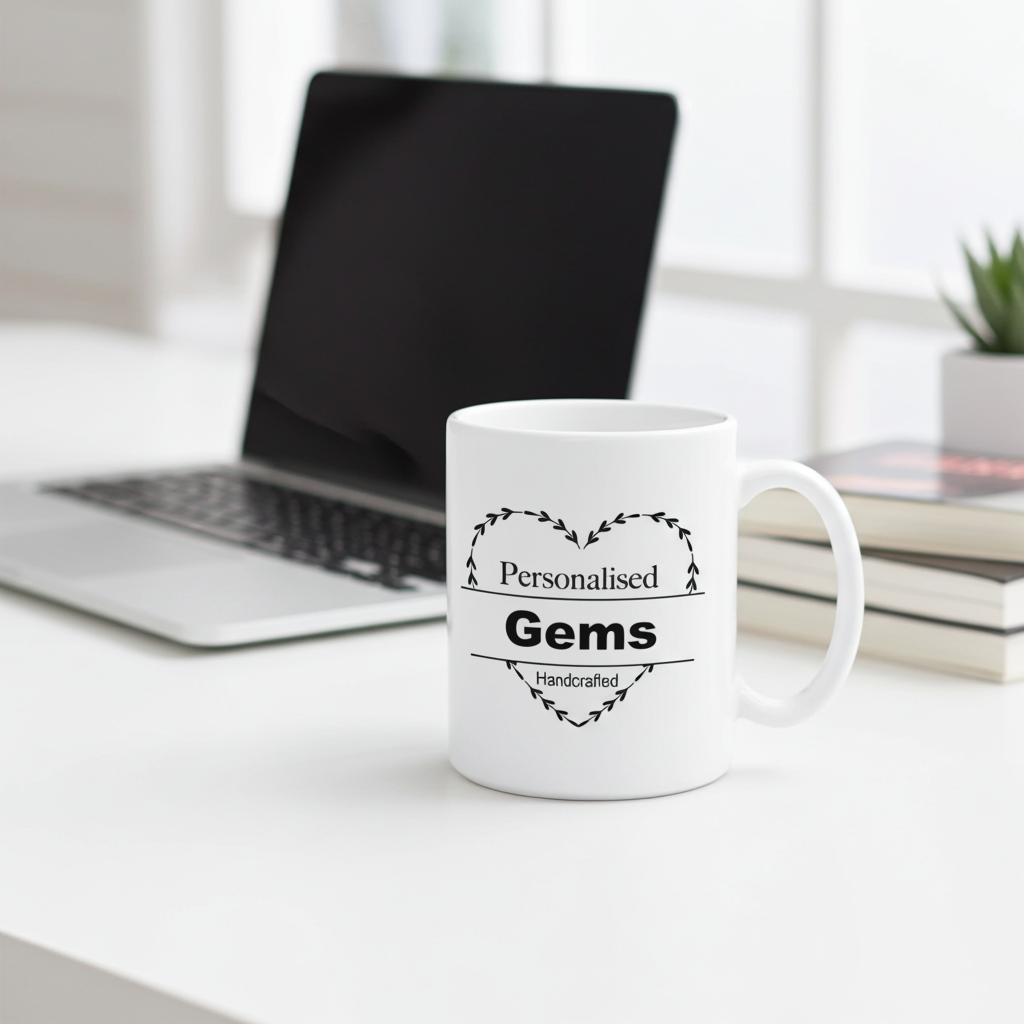 3 Lines of Text Personalised Mug Wreath Mug Handcrafted in The UK Leaving Gift Birthday Present Christmas Cup Death Custom