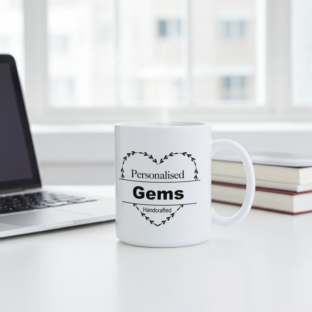 3 Lines of Text Personalised Mug Wreath Mug Handcrafted in The UK Leaving Gift Birthday Present Christmas Cup Death Custom