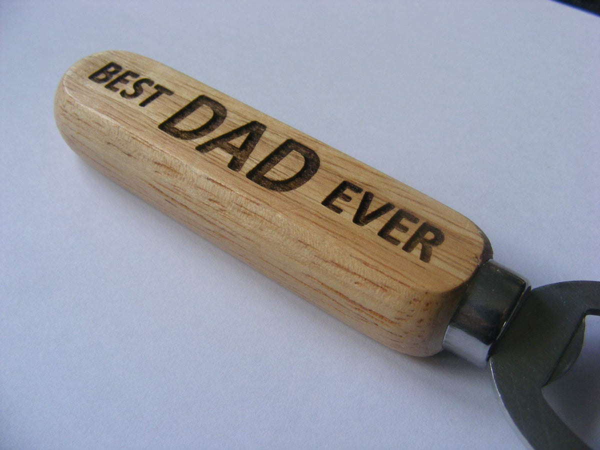 FastCraft Bottle Opener Best Dad Ever Beer Fathers Day Engraved Wooden Novelty Wood Kitchen Greatest Gift Present