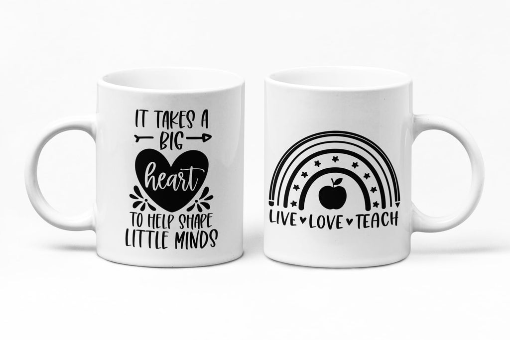 It Takes A Big Heart to Help Shape Little Minds Live Love Teacher Mug