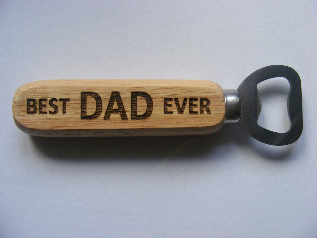 FastCraft Bottle Opener Best Dad Ever Beer Fathers Day Engraved Wooden Novelty Wood Kitchen Greatest Gift Present