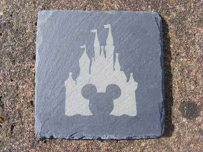 SLATE DISNEY CASTLE MICKEY MOUSE COASTERS (Set of 2)