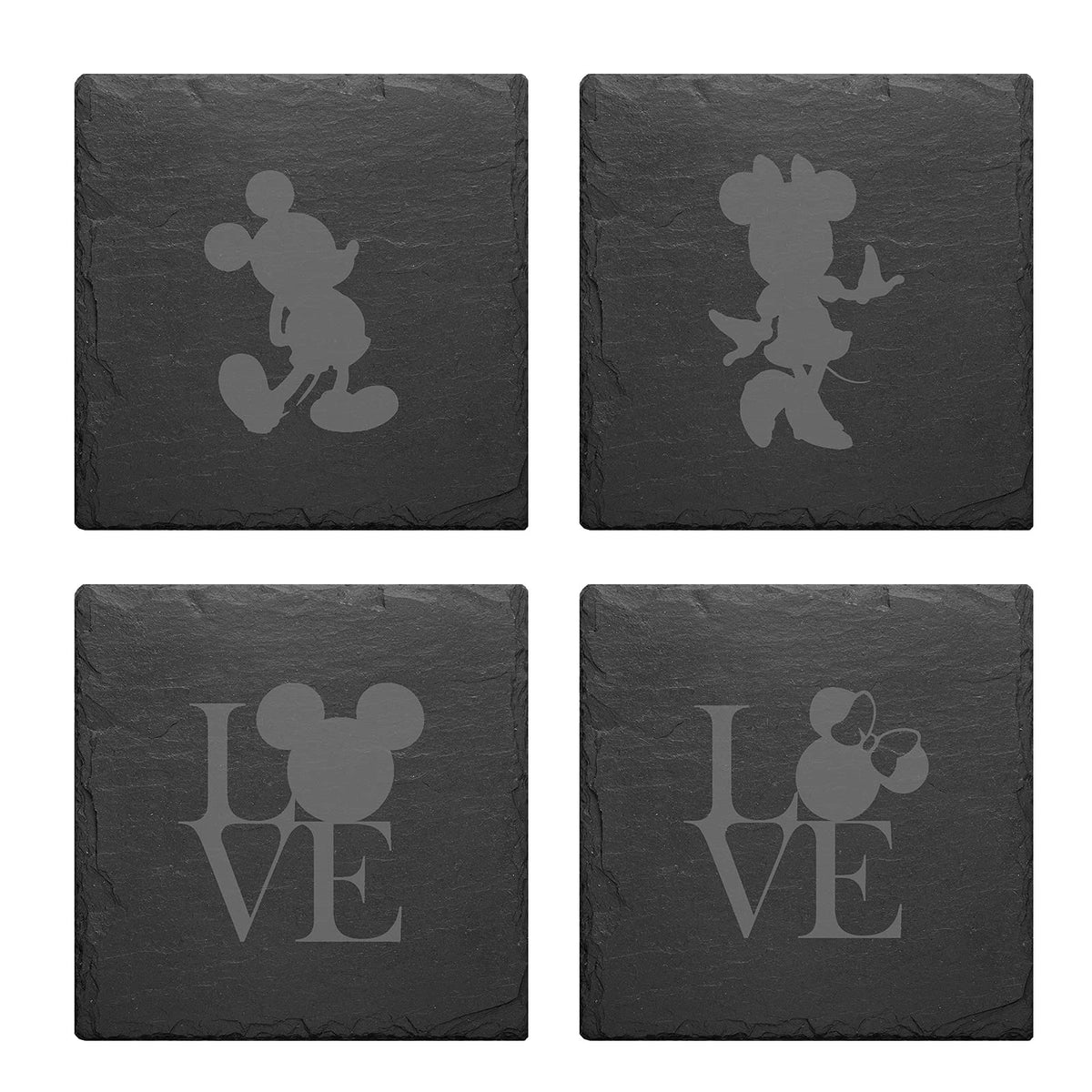 Mouse Love Slate Mat Engraved Set Of 4 Coasters Mouse Love Mix 1