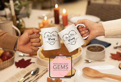 Mr & Mrs Personalised Mug Wreath Mug Handcrafted in The UK Leaving Gift Birthday Present Christmas Cup Death Custom Valentines Day