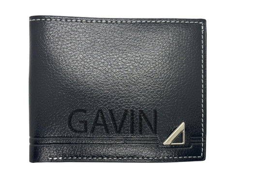 Personalised Black Leather Wallet