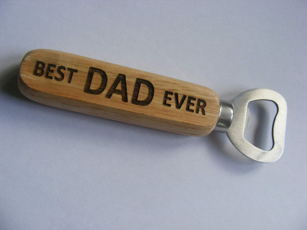 FastCraft Bottle Opener Best Dad Ever Beer Fathers Day Engraved Wooden Novelty Wood Kitchen Greatest Gift Present