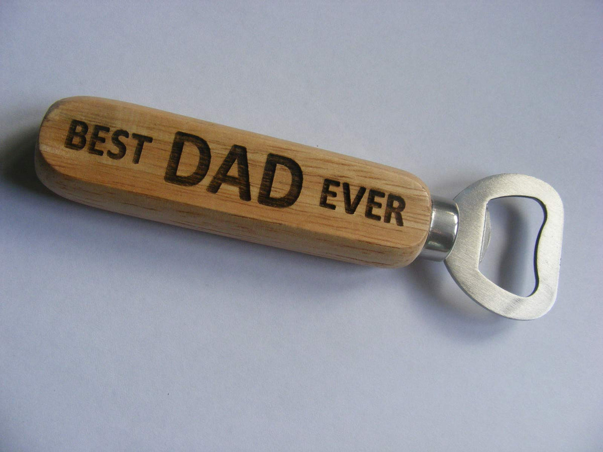 FastCraft Bottle Opener Best Dad Ever Beer Fathers Day Engraved Wooden Novelty Wood Kitchen Greatest Gift Present