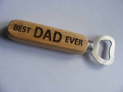 FastCraft Bottle Opener Best Dad Ever Beer Fathers Day Engraved Wooden Novelty Wood Kitchen Greatest Gift Present