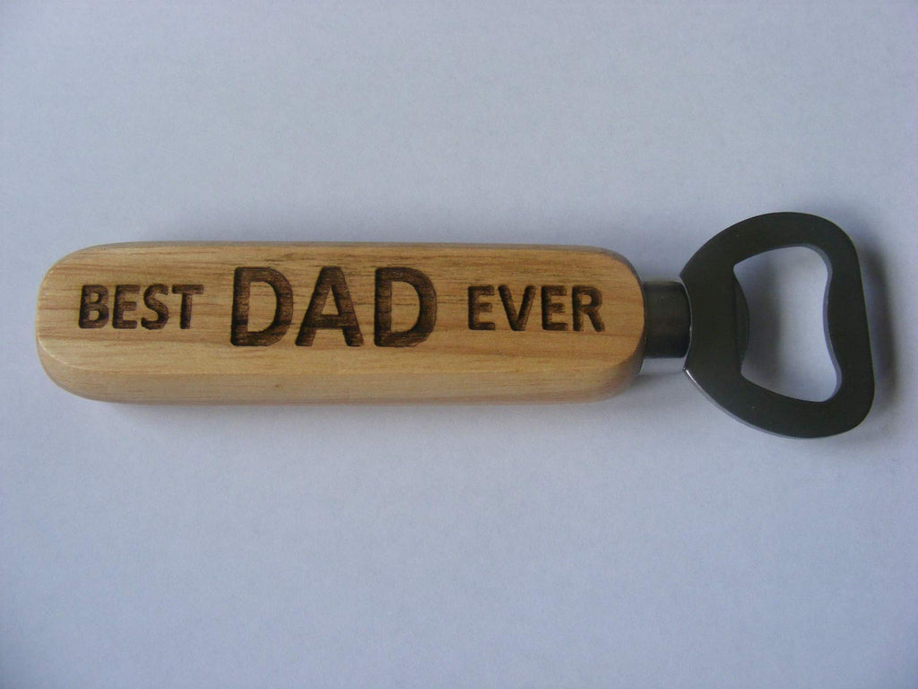 FastCraft Bottle Opener Best Dad Ever Beer Fathers Day Engraved Wooden Novelty Wood Kitchen Greatest Gift Present