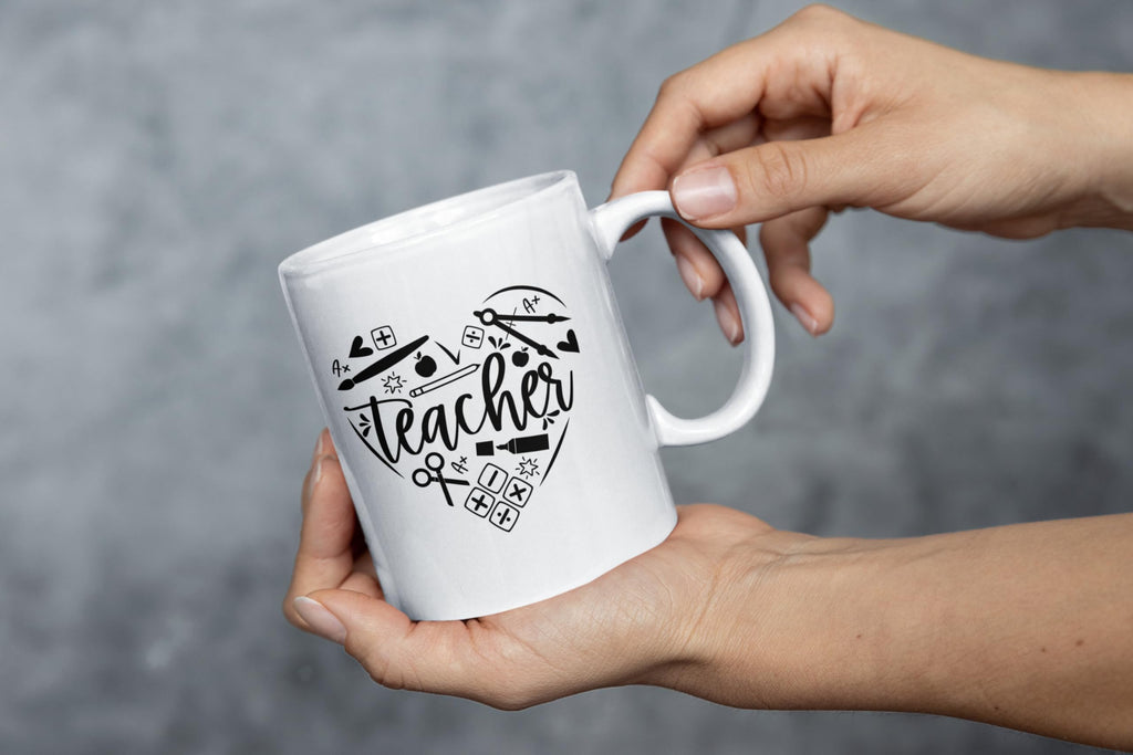 A Teacher Takes Hand Opens A Mind and Touches Hands A Heart Teacher Heart Mug